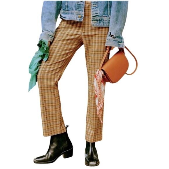 URBAN OUTFFITTERS Mensy Plaid Straight Crop Trouser Pants Academia Twee Hippie 4 - Picture 1 of 11